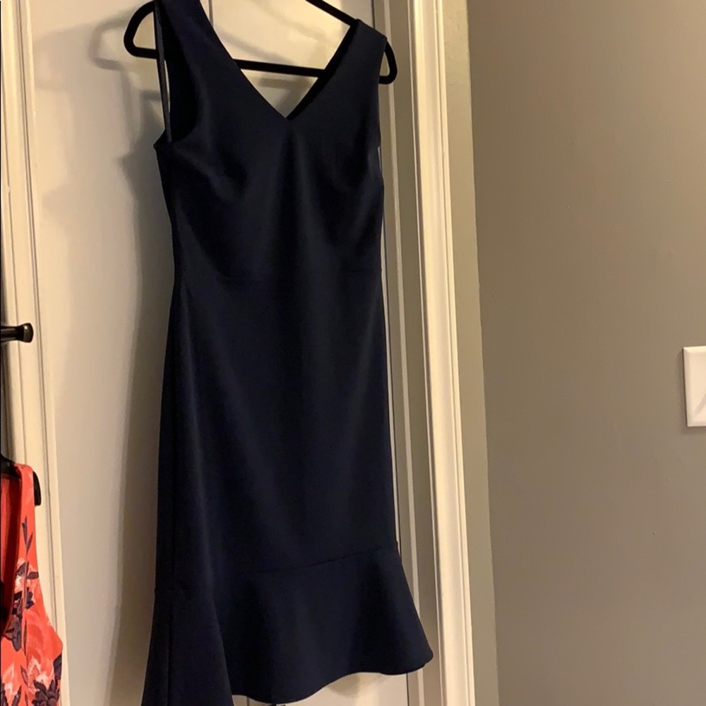 Navy Banana Republic Sheath Dress with ruffle hem